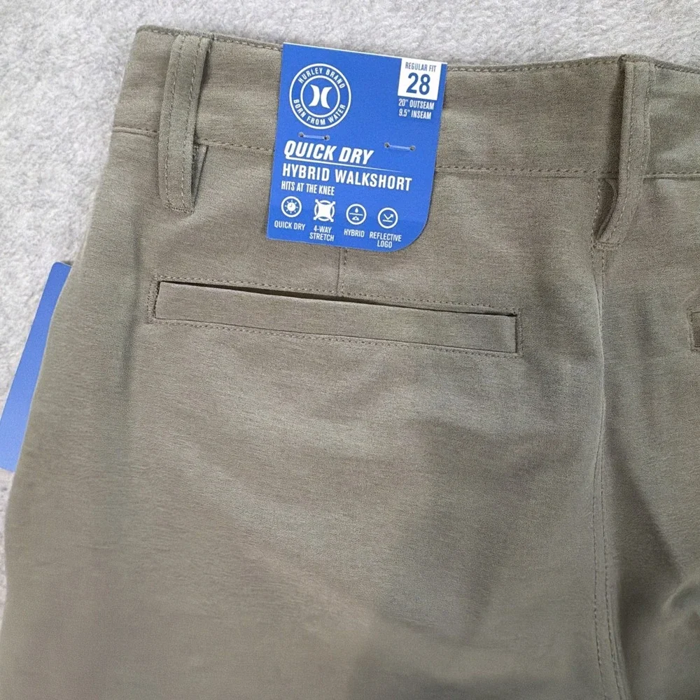 HURLEY Hybrid Walkshort Men's Green Sz28 Quick Dry Polyester spandex Golf Shorts